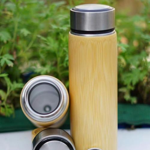  Bamboo Thermal Bottle With Stainless Steel Lid