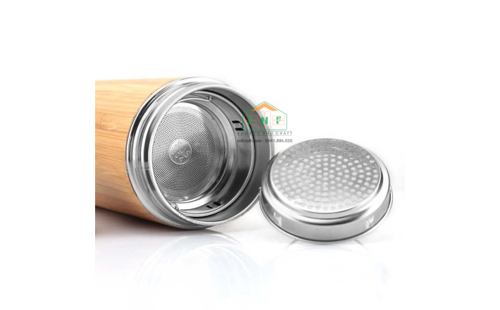  Bamboo Thermal Bottle With Stainless Steel Lid