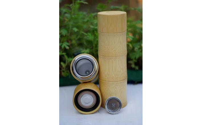  Bamboo Thermal Bottle With Stainless Steel Lid