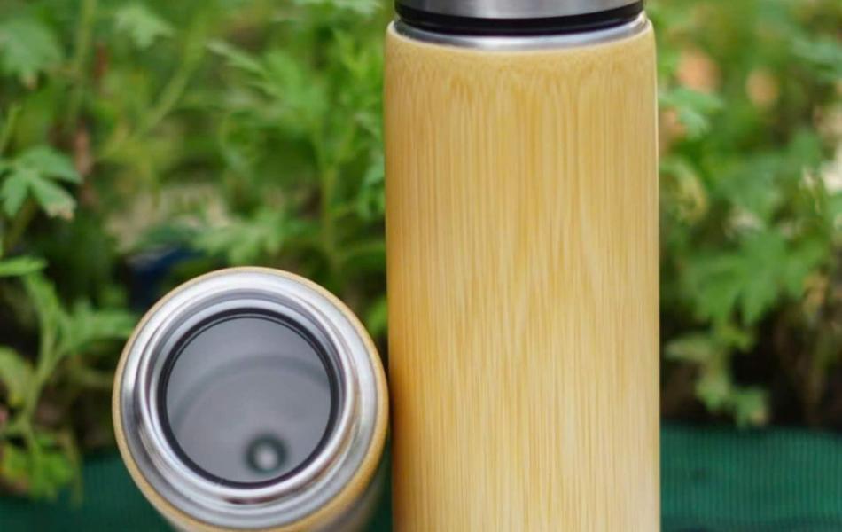  Bamboo Thermal Bottle With Stainless Steel Lid