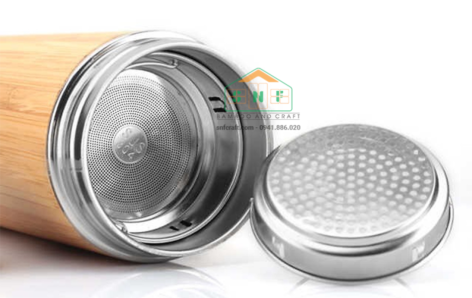  Bamboo Thermal Bottle With Stainless Steel Lid
