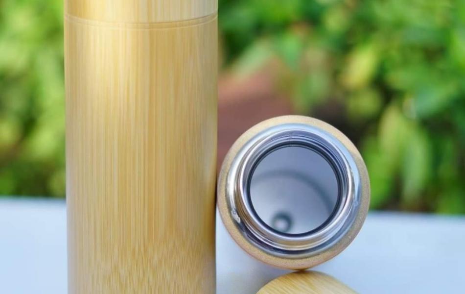  Bamboo Thermal Bottle With Stainless Steel Lid