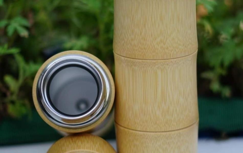  Bamboo Thermal Bottle With Stainless Steel Lid