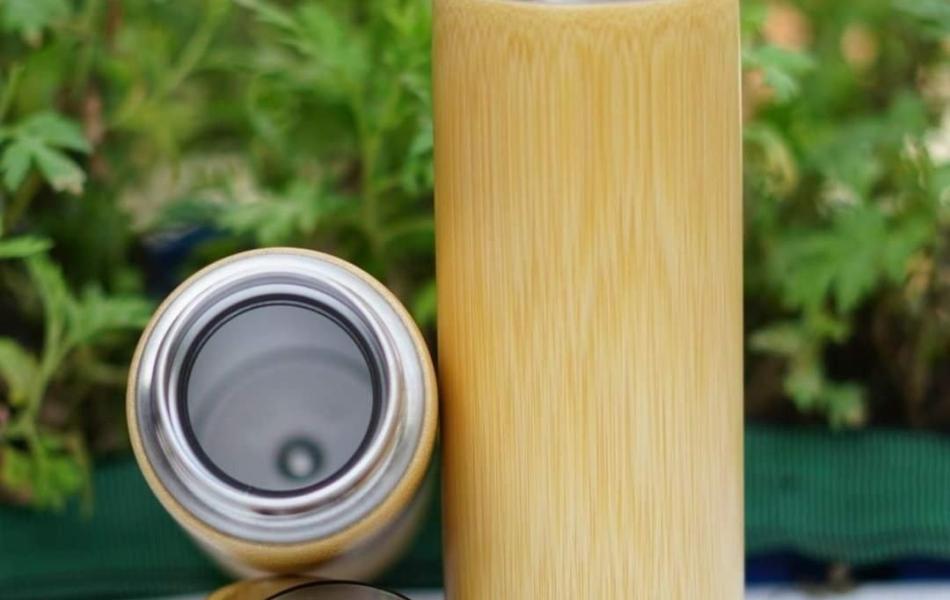  Bamboo Thermal Bottle With Stainless Steel Lid